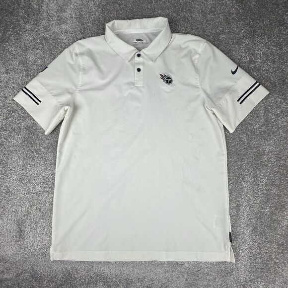 Nike Tennessee Titans On Field Polo Shirt Mens Large Team Issued White Dri-Fit - Picture 1 of 9